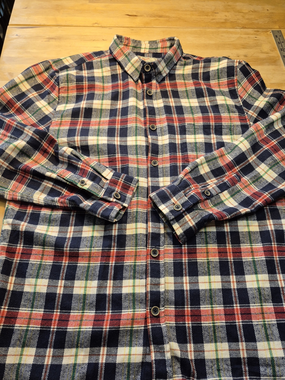 Jachs Navy Red White Plaid Button-Down Flannel Shirt
